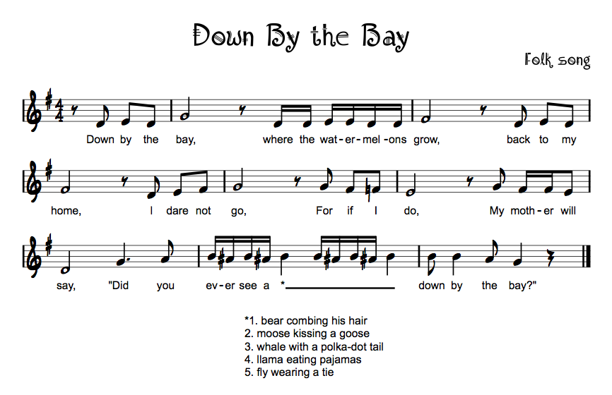 down by the bay kids song