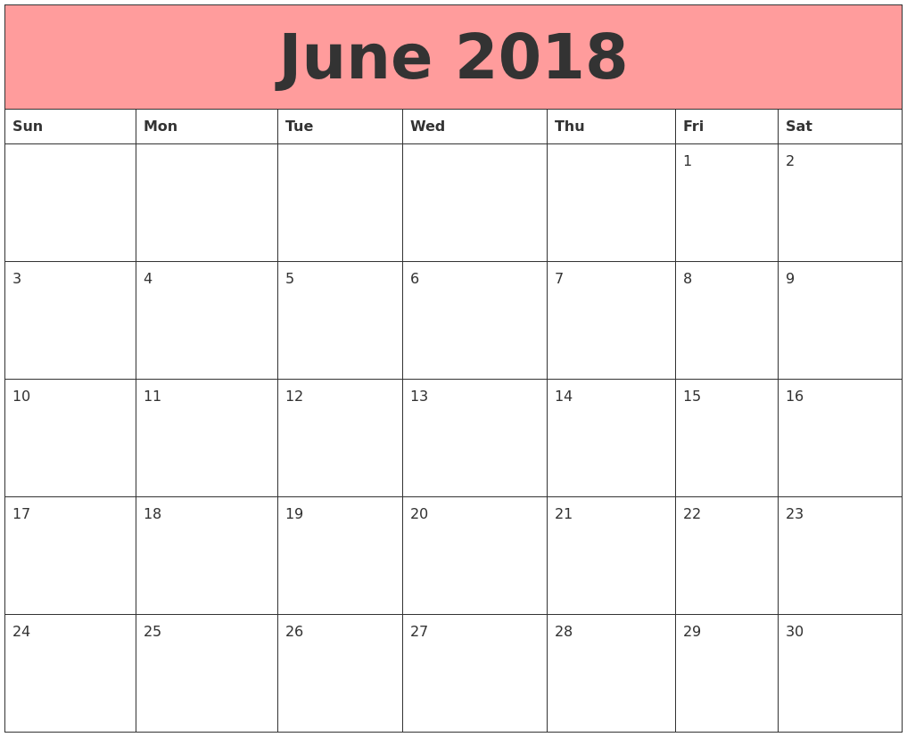 june calendar 2018 template