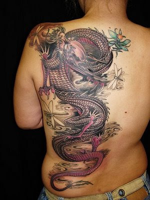 3D Snakes Tattoo on Upper Back