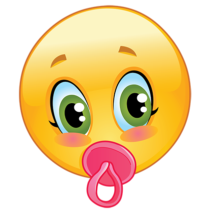 This baby girl emoji couldn't be sweeter as she sucks on her pink pacifier. Baby girl smiley