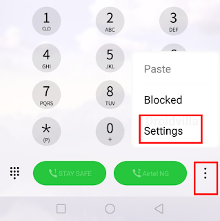 Locate the caller ID to disable a private number
