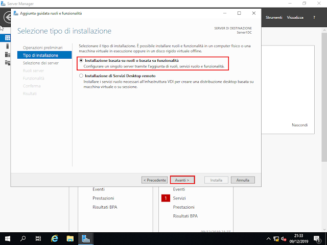 Windows Server 2019, Installazione basata su ruoli o basata su funzionalità Windows Server 2019, Installazione basata su ruoli o basata su funzionalità