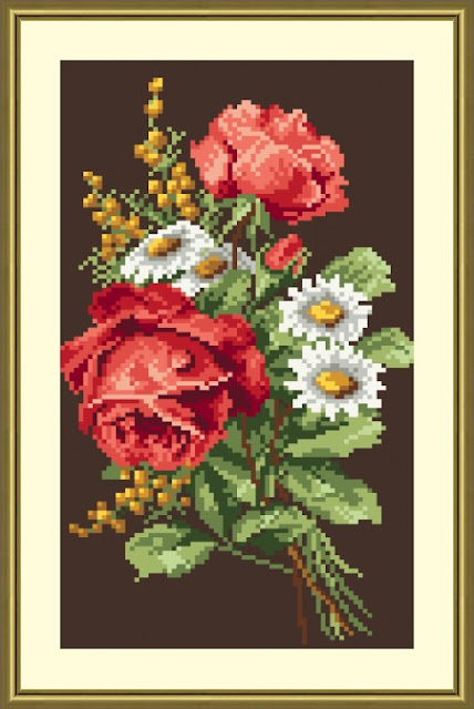 haft krzyżykowy róże