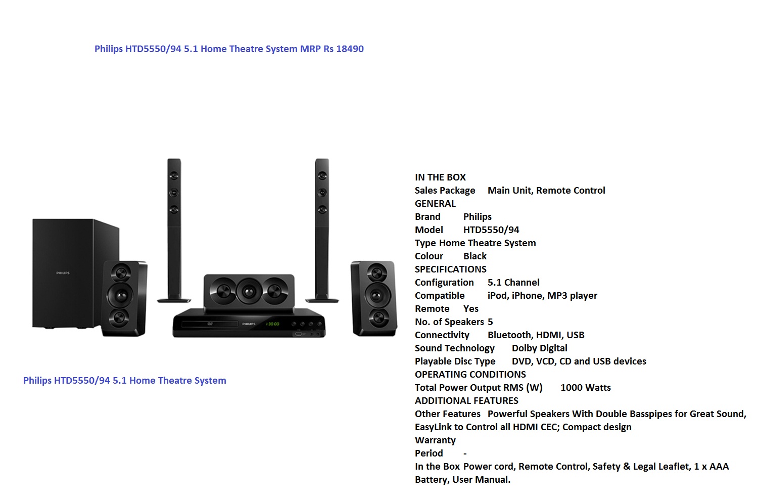 philips home theatre htd5550