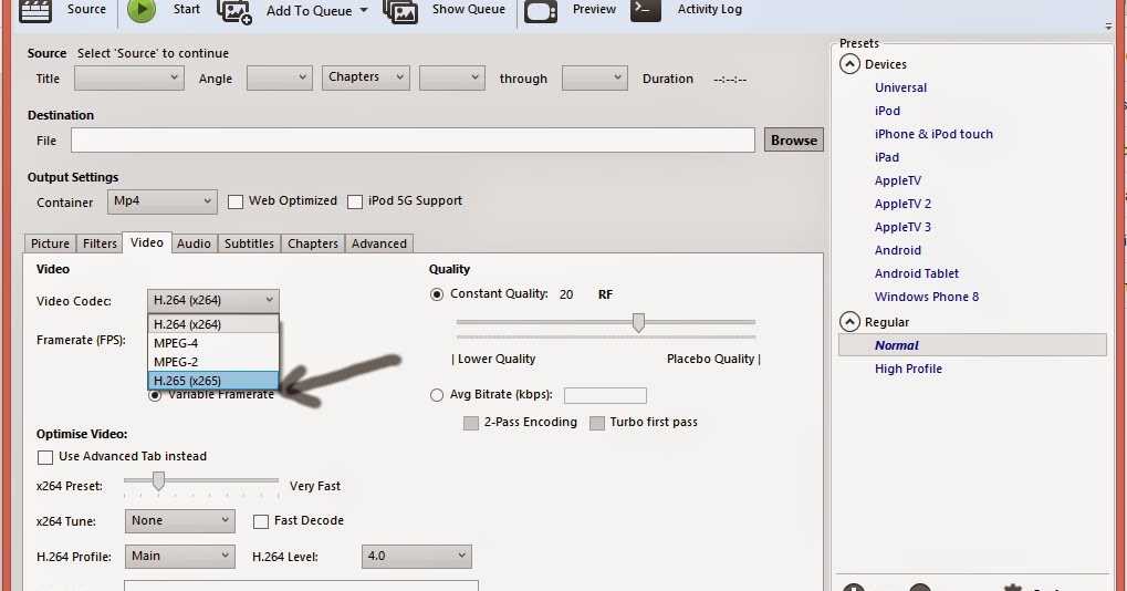 Digital Studio 9 Handbrake x265 encoder