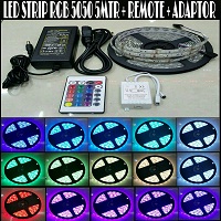 LED Strip RGB 5050 5MTR Waterproof + Remote + Adaptor