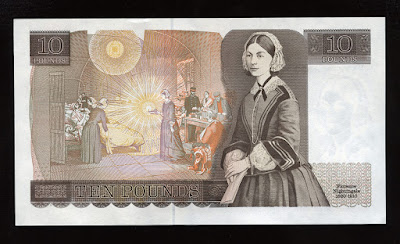 British 10 Pounds note, Bank of England, Florence Nightingale