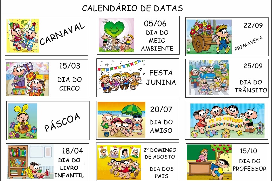 Tia Helainy calendário de datas comemorativas