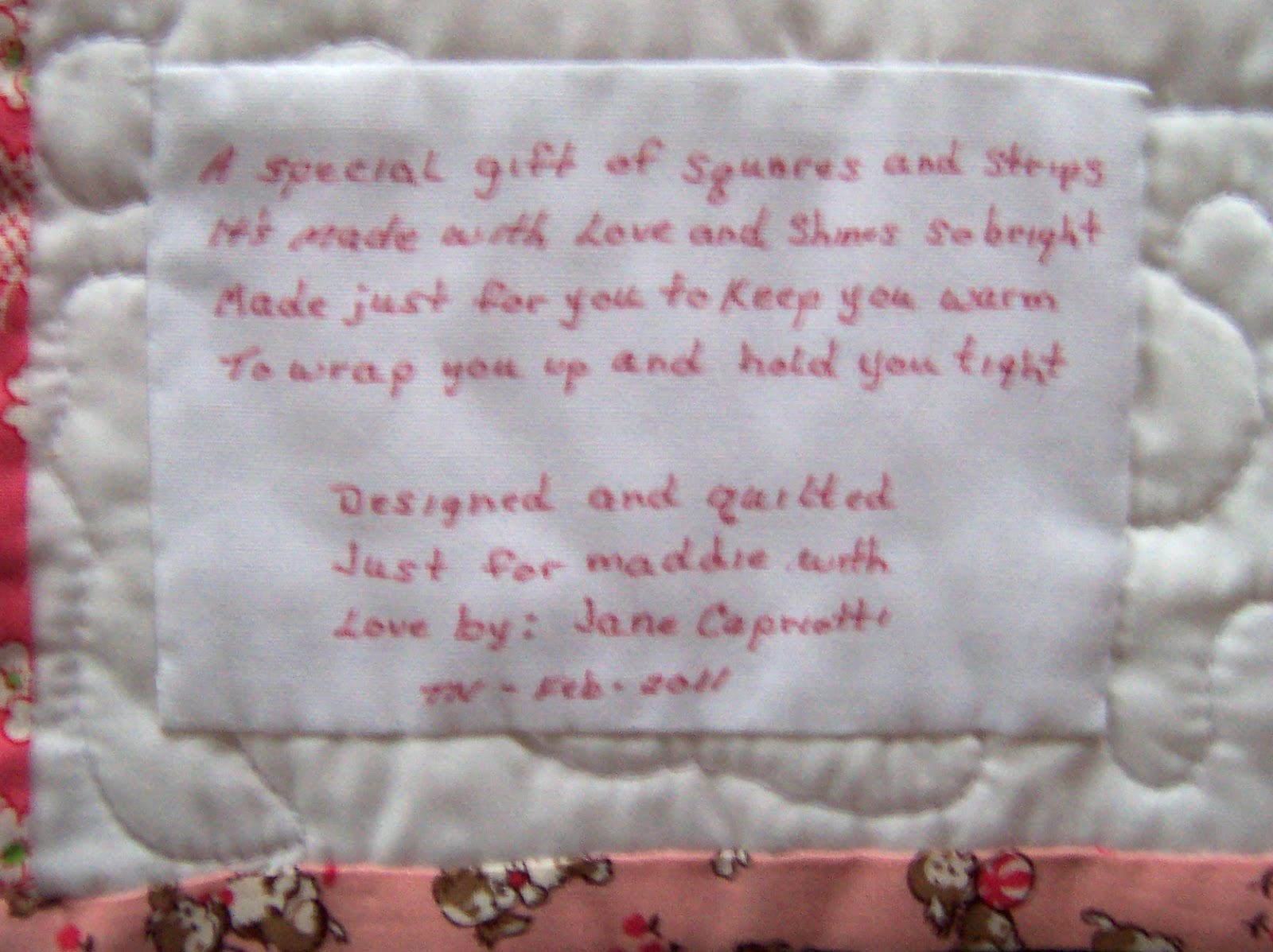 Jane's Quilting Making Quilt Labels