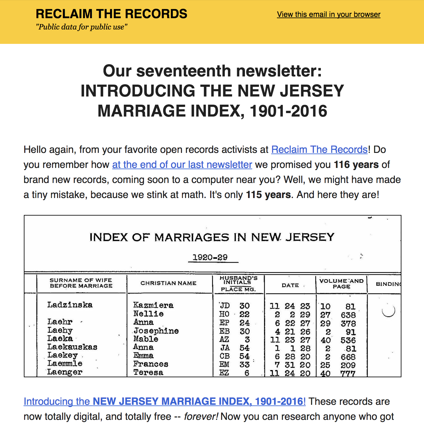 Rejoice, and be exceeding glad... Reclaim the Records liberates New