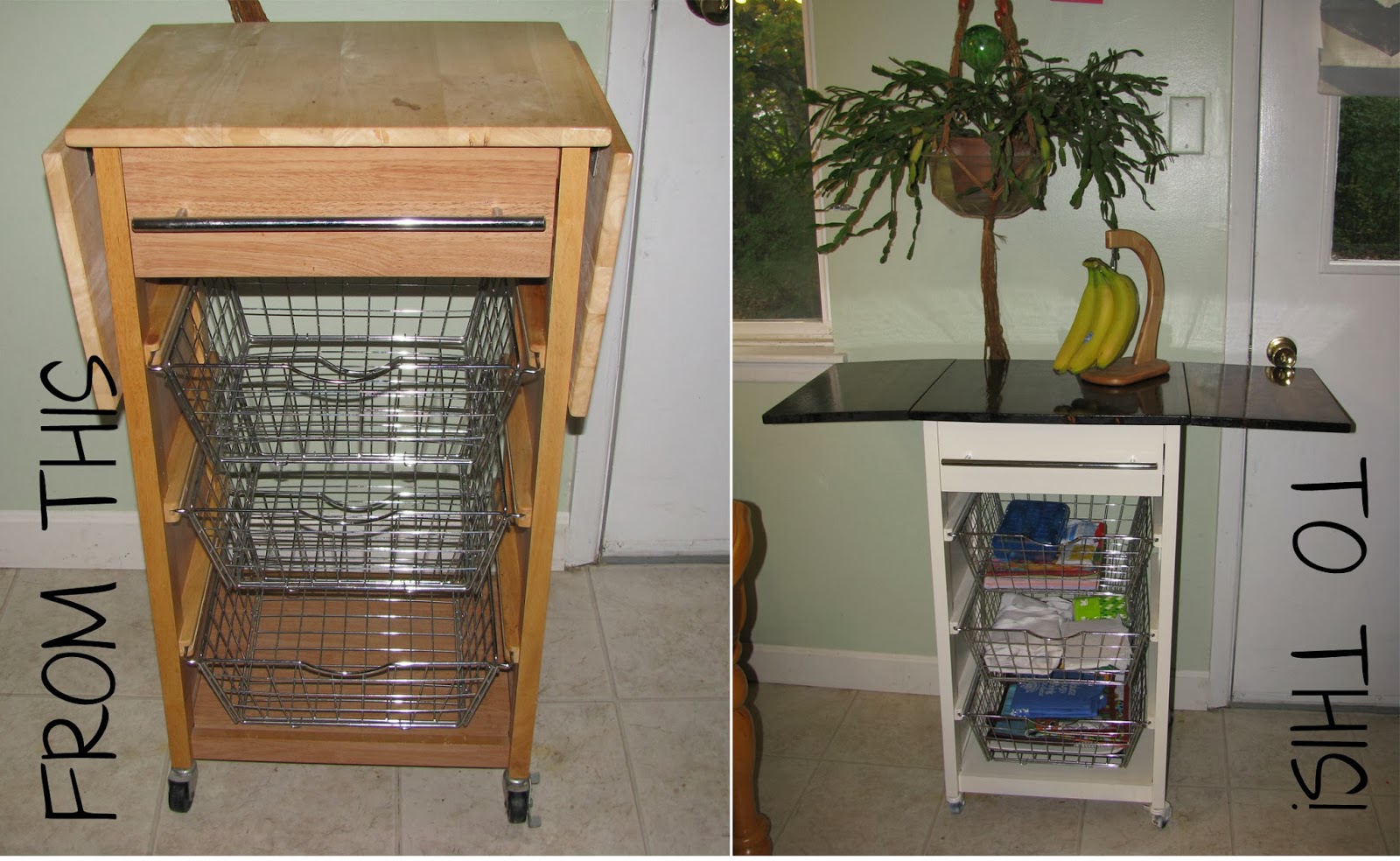 she did it herself Butcher block cart makeover