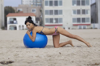  Bai Ling exercising on the Beach 