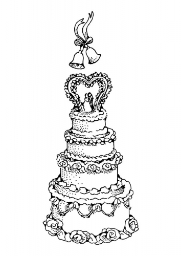Round Wedding Cake Coloring Pages to printing
