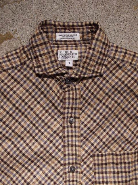 FWK by Engineered Garments Spread Collar Shirt in Tan/Brown Gun Club Twill Fall/Winter 2014 SUNRISE MARKET