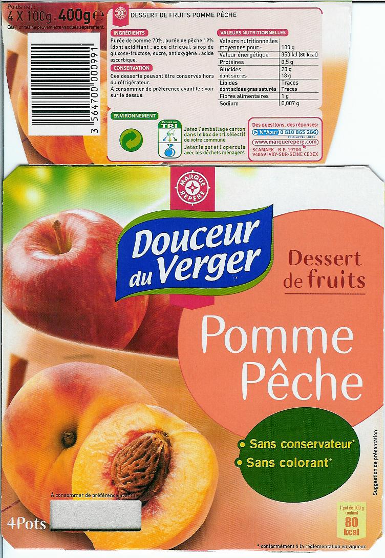 100% pur jus presse pomme pêche poire - Auchan - 0.9 l