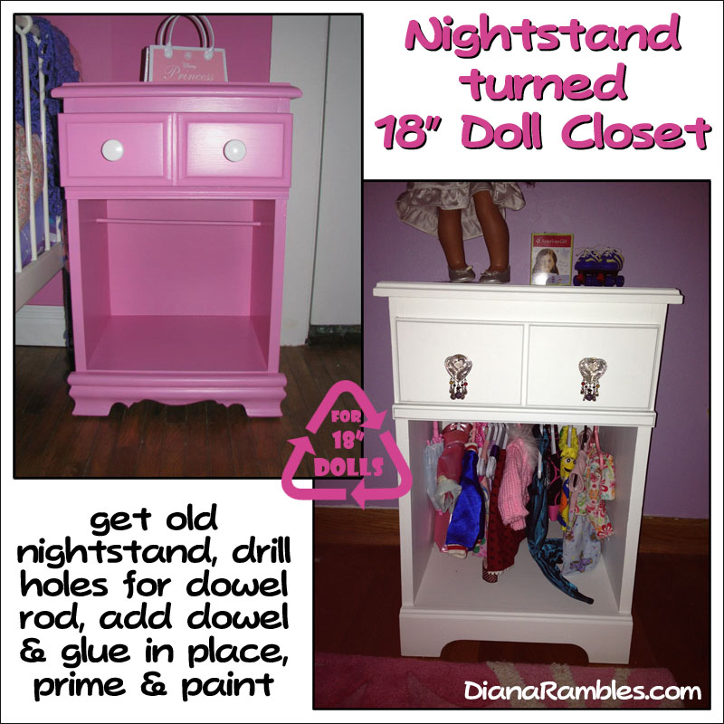 Nightstand Turned 18" Doll Closet Tutorial Diana Rambles