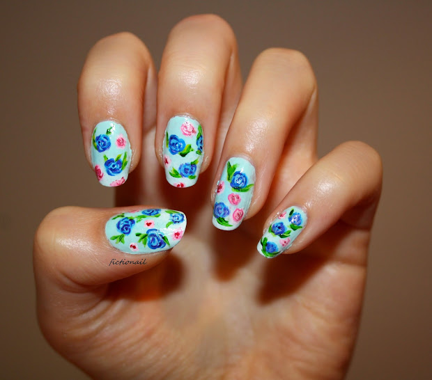 blue rose nails