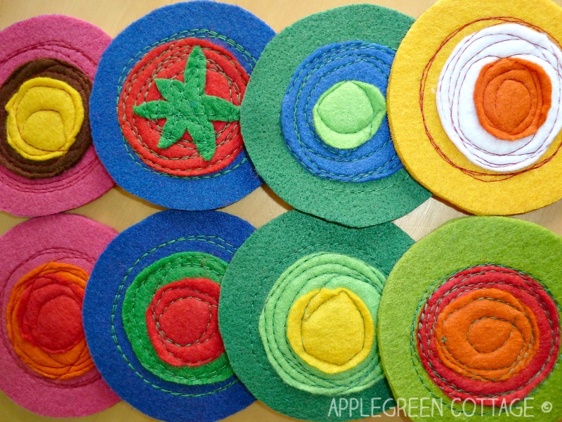 Colorful DIY Felt Coasters Tutorial AppleGreen Cottage