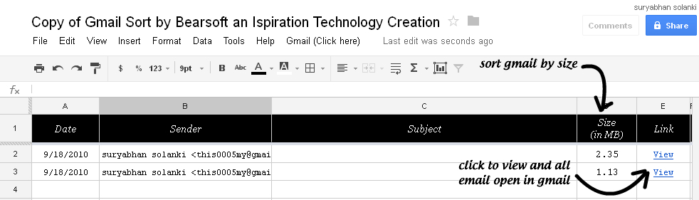 bearsoft sort your large size email message using google docs how to sort gmail by size