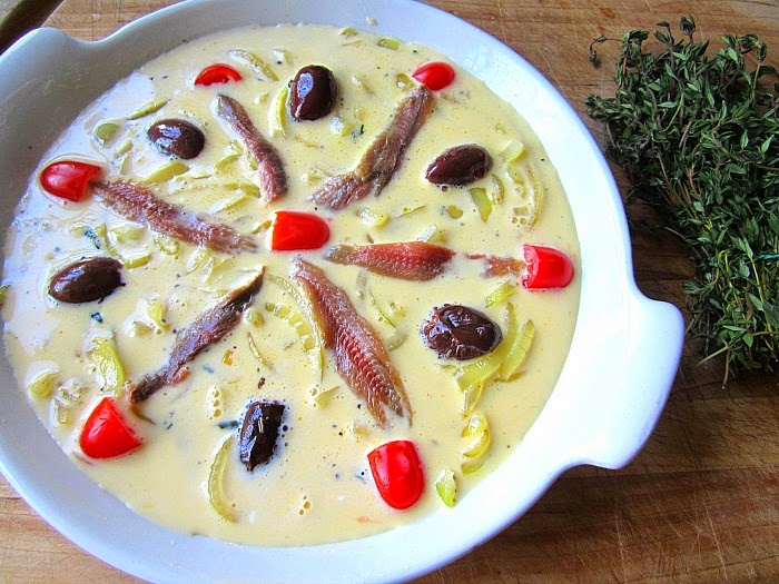 Provencal Crustless Quiche w/ Onions & Anchovies
