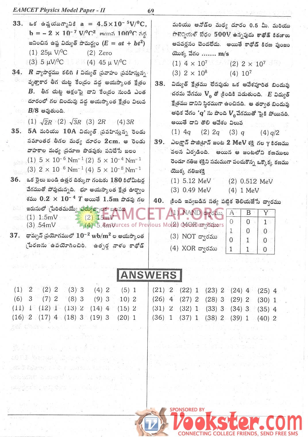 AP EAMCET Model Papers 2019 Syllabus with IMP Questions