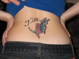 Fairy Angel tattoo sitting on Moon - Lower back Tattoo Design