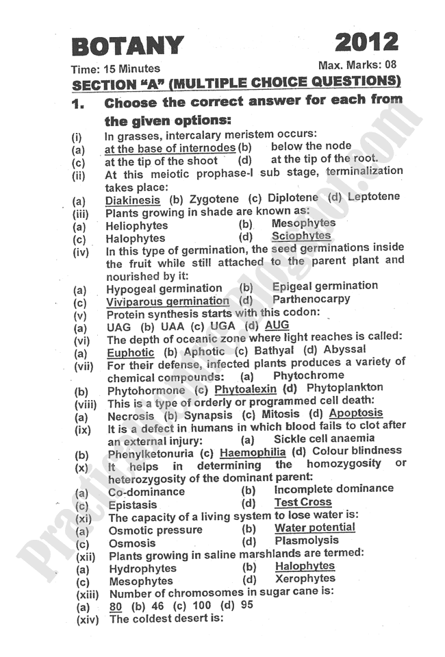 botany-2012-five-year-paper-class-XII