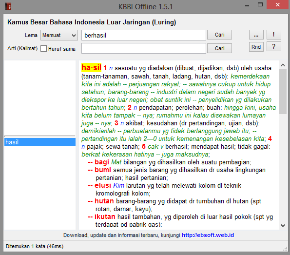 Sharing Aplikasi Free dan Artikel Kreasi Download KBBI Offline 1.5
