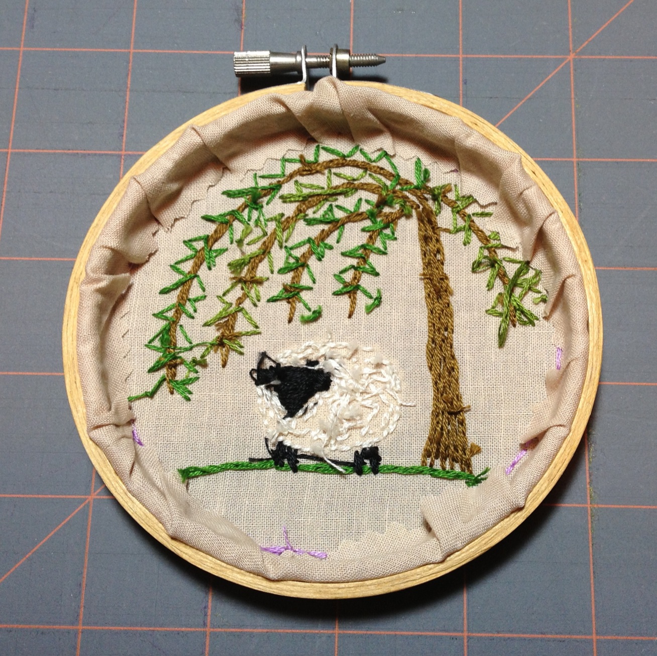 MooshieStitch How to Finish Back of Embroidery Hoop