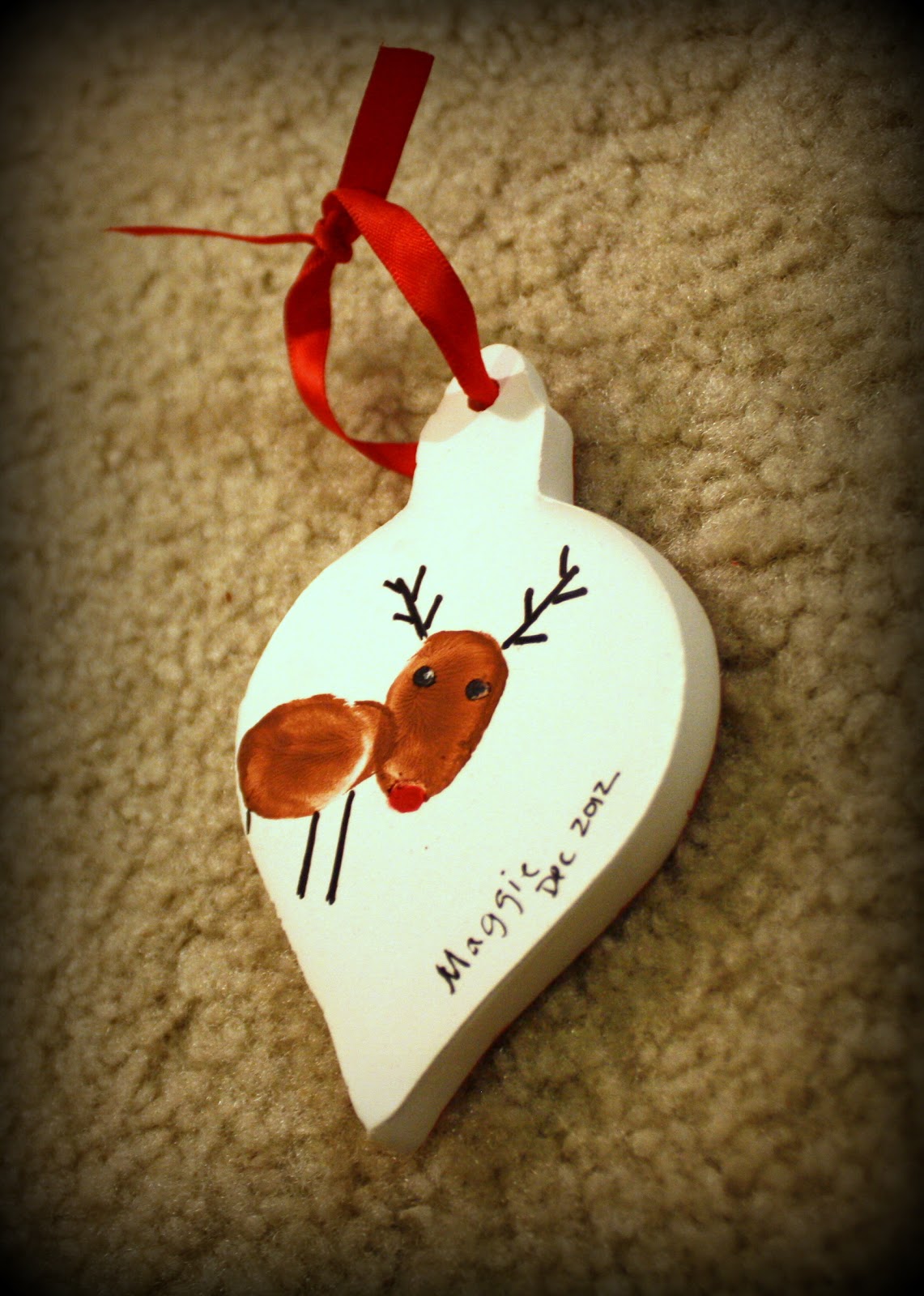 Having Fun at Home Thumbprint Reindeer Ornament