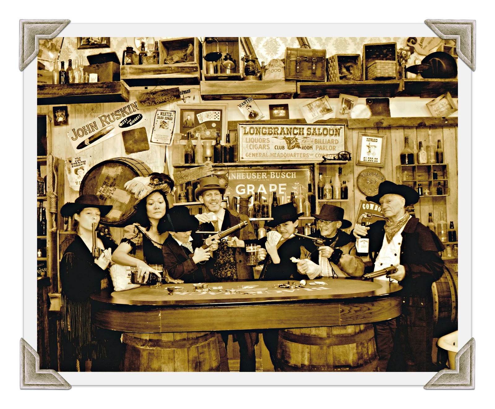 Virginia City gold rush saloon vintage sepia family photo