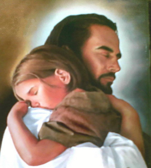 يسوع هو الحنان Jesus+hugs+a+girl