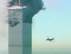 Flight 175 about to crash into the World Trade Center
