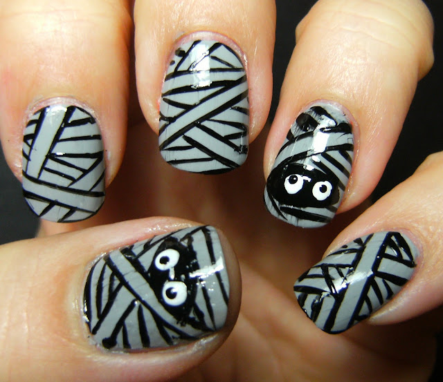 stuff I used Claire's Grey Matte, Nail art polish from the Bargain Shop!