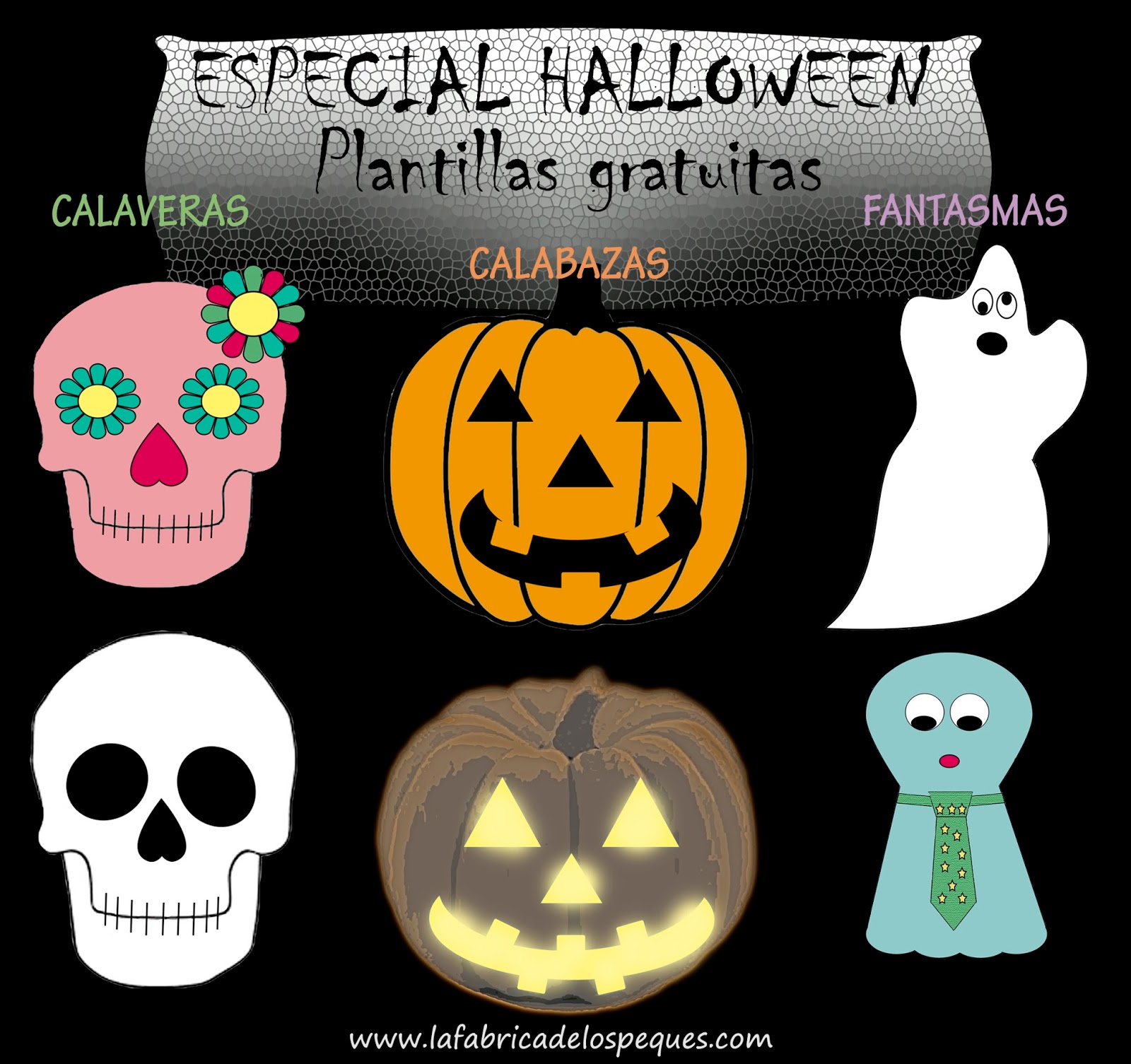 Plantillas e imprimibles gratis para Halloween: calaveras, calabazas y  fantasmas. - La fábrica de los peques