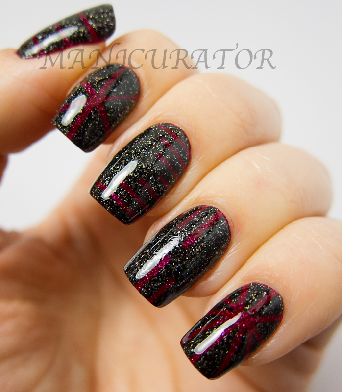 Zoya Blaze and Storm Swatch and Review with striping tape nail art
