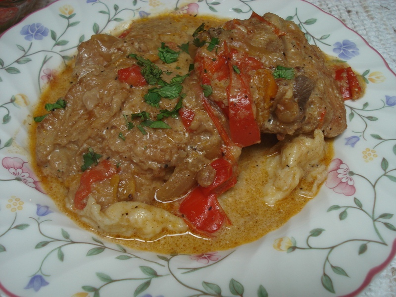 Eastern European Cuisine Chicken Paprikash with Homemade Dumplings