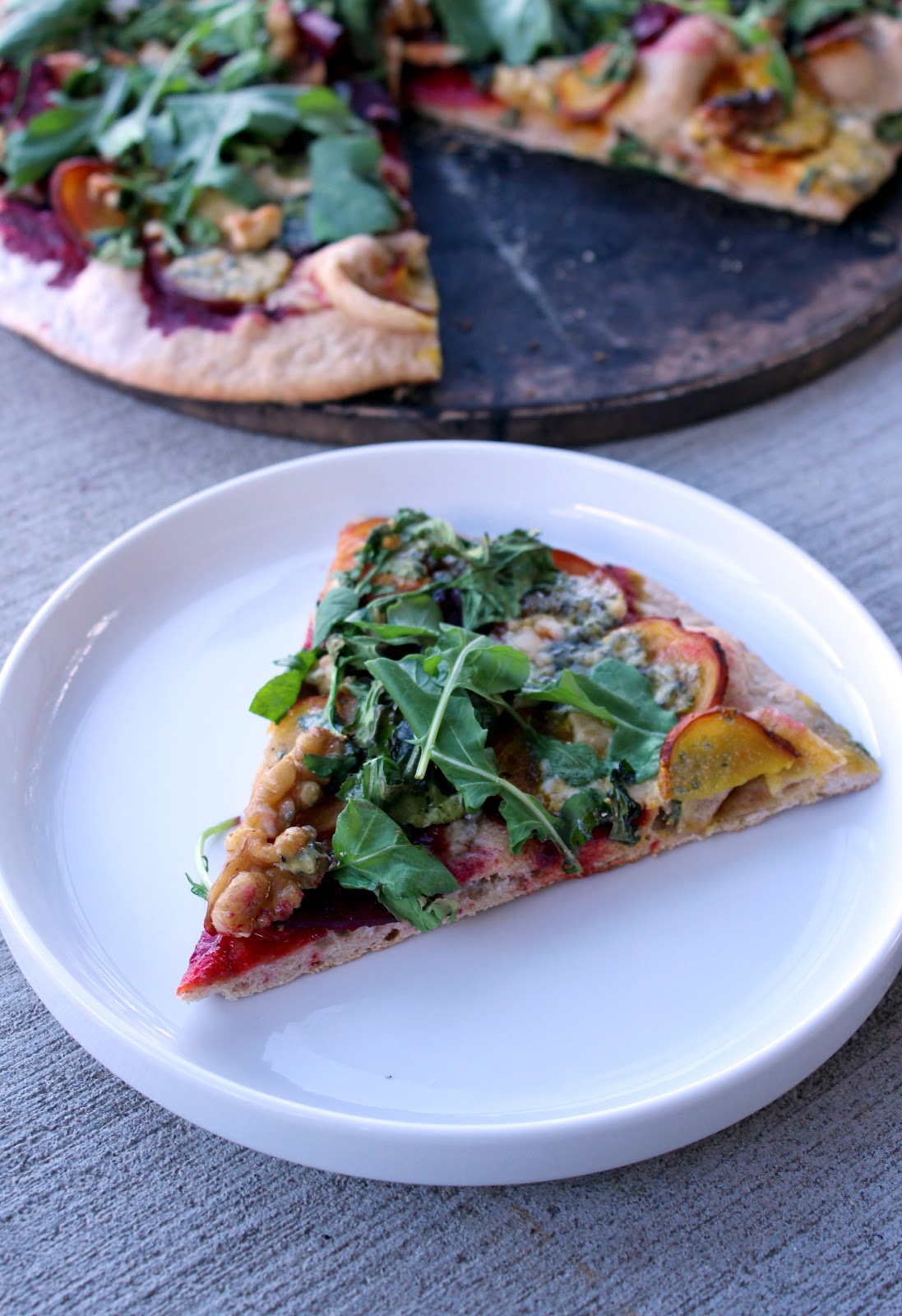 Badger Kitchen Beet, Blue Cheese & Arugula Pizza