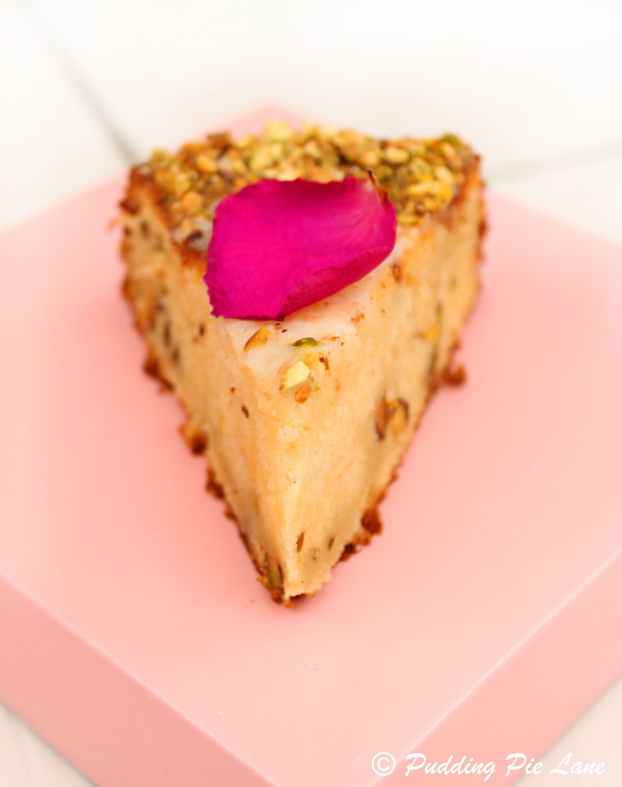 Pudding Pie Lane Pistachio and Rosewater cake
