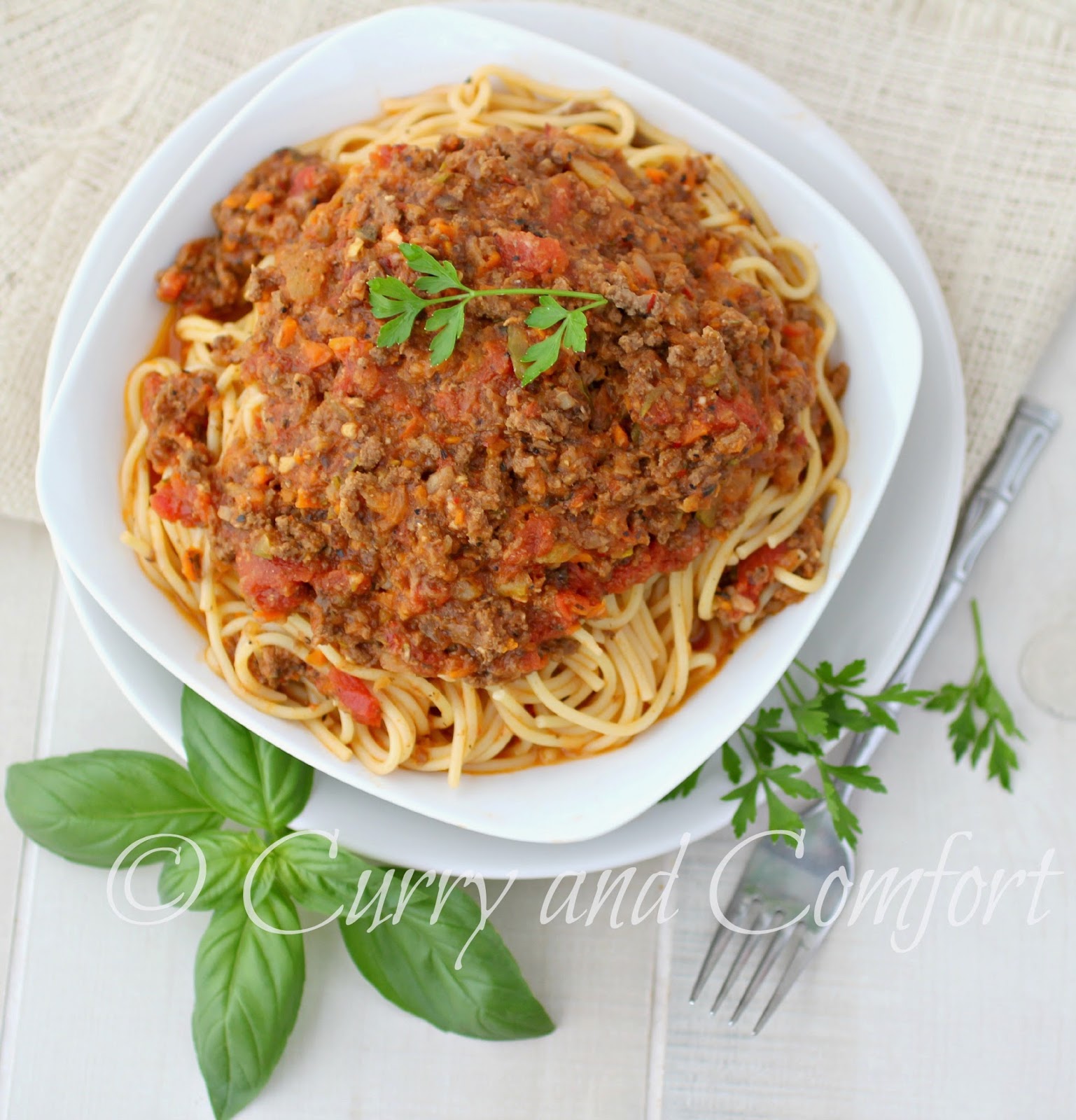 Kitchen Simmer Beef and Mushroom Bolognese over Spaghetti Pasta
