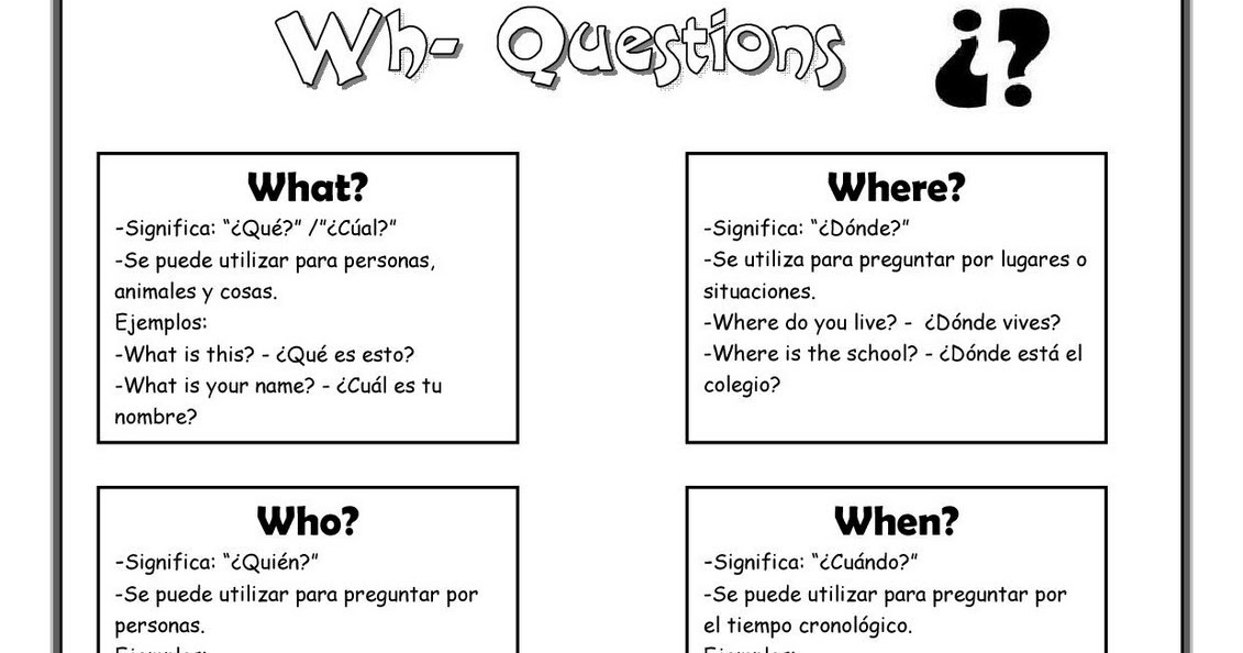 English 4º Primary Wh questions