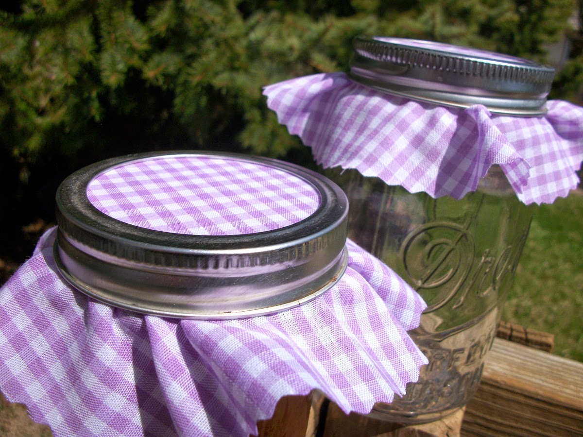 Colorful Adhesive Canning Jar Labels Lavender Cloth toppers and Paper