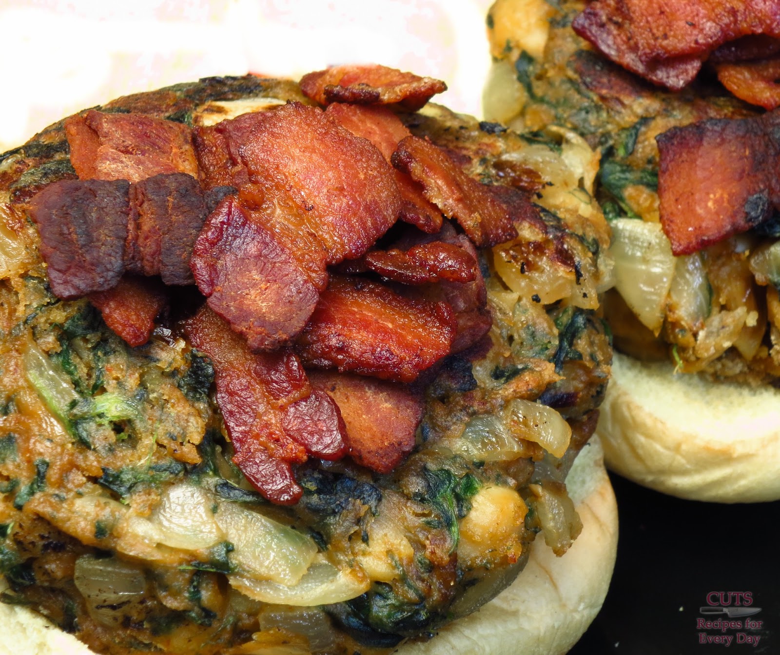 Vegan Chickpea Spinach Burgers with BACON Cuts Recipes for Every Day