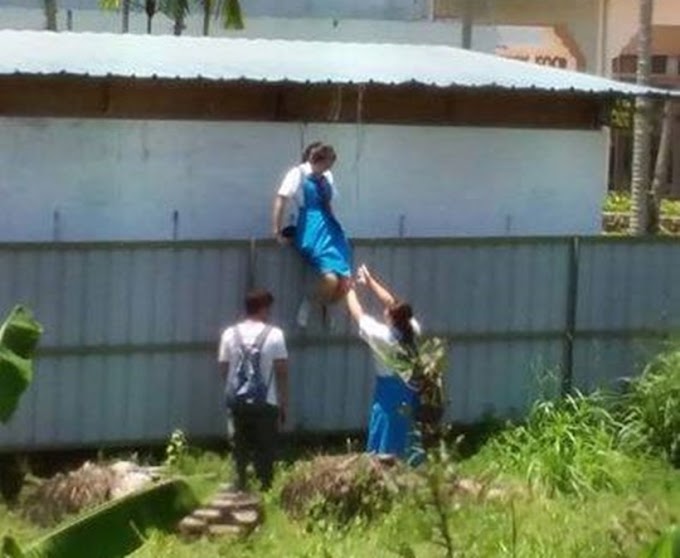 Cubaan Berani Pelajar panjat tembok pagar sekolah untuk Ponteng di SMK Chung Hua Tanjung Miri, Sarawak