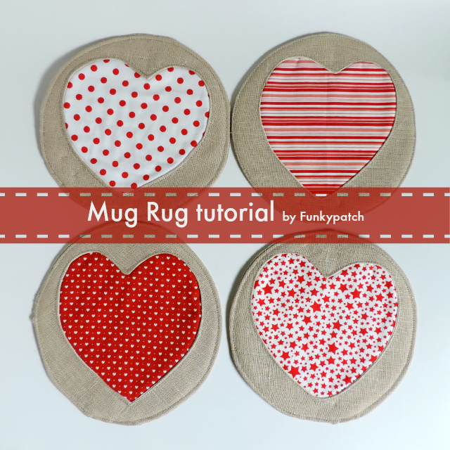 Como hacer un mug rug o posa vasos con corazones