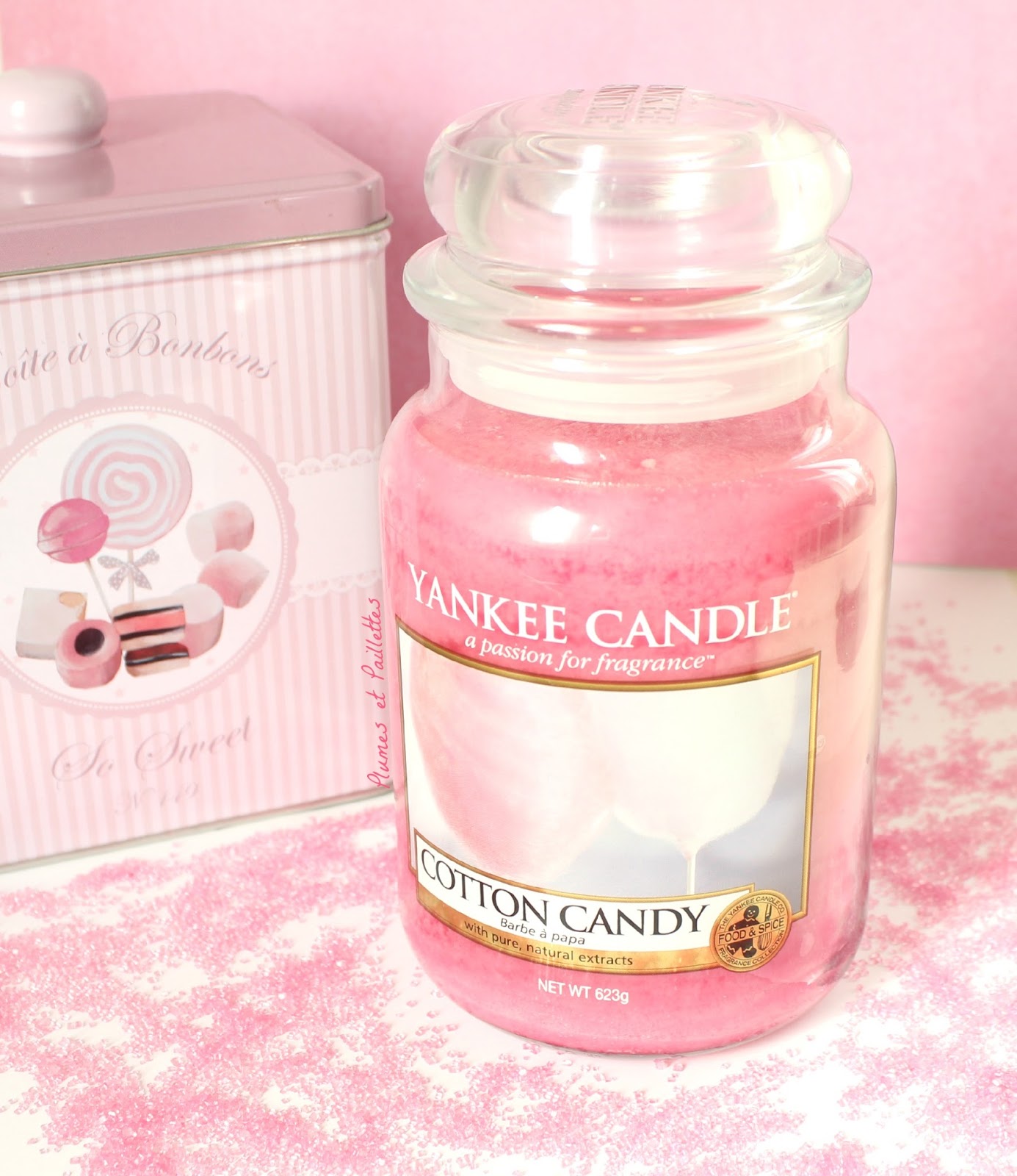 Plumesetpaillettes La bougie Cotton Candy de Yankee Candle une