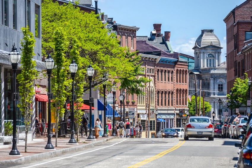Fore Street in the Old Port of Portland, Maine USA New England City Street photo by Corey Templeton