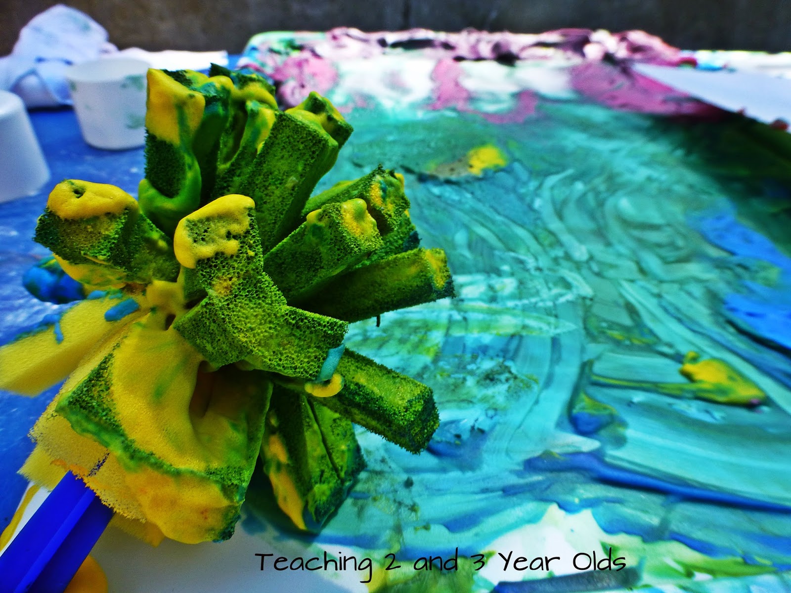 Teaching 2 and 3 Year Olds Foamy Paint Fun Outside!