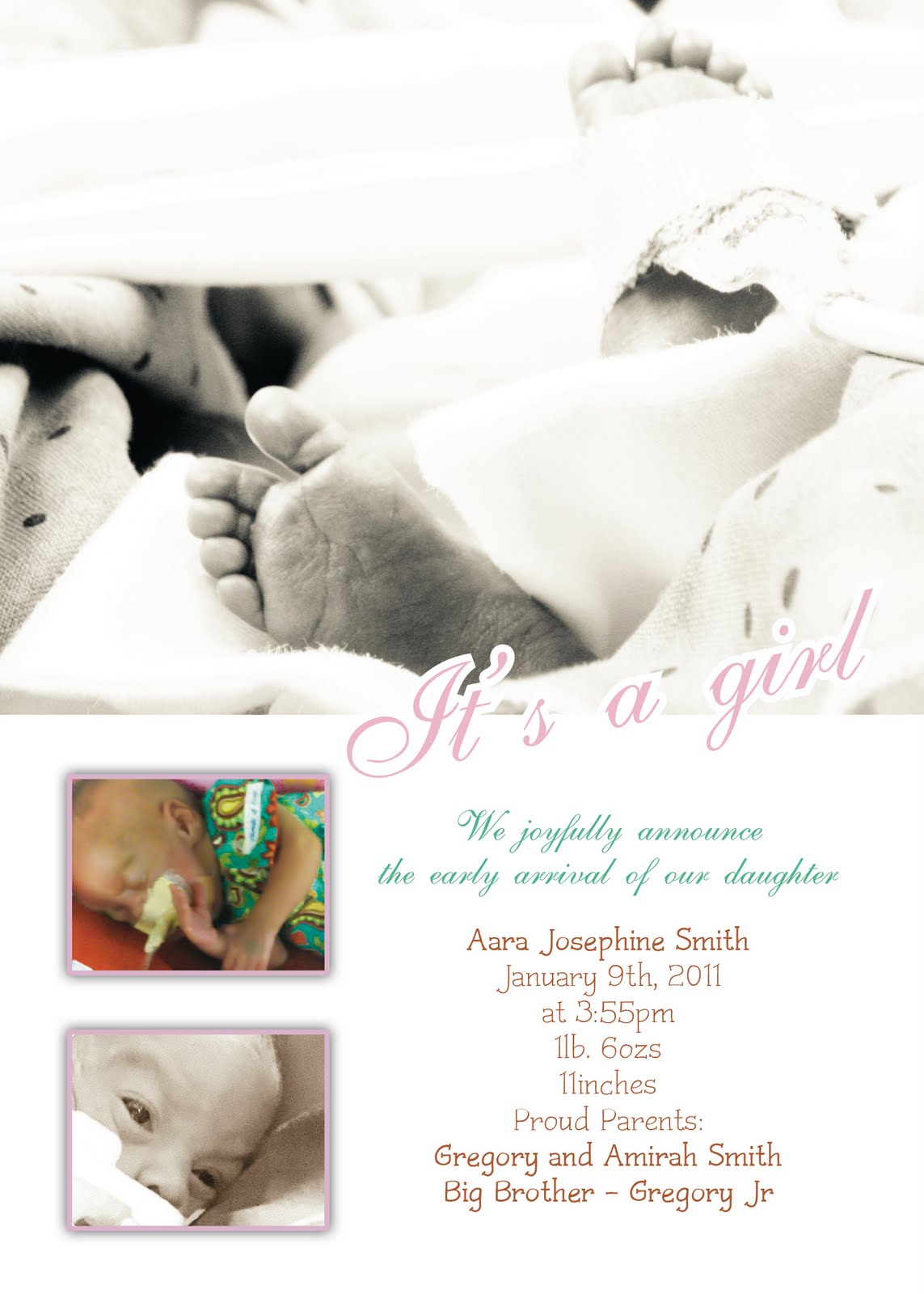 Preemie Prints Shop Invitations & Announcements