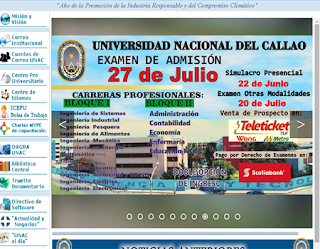 UNAC Resultados examen Universidad Nacional del Callao 2014 I 27 Julio